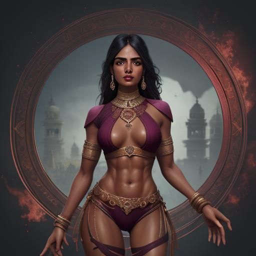 Powerful Indian Woman with Six-Pack Abs in 8k
