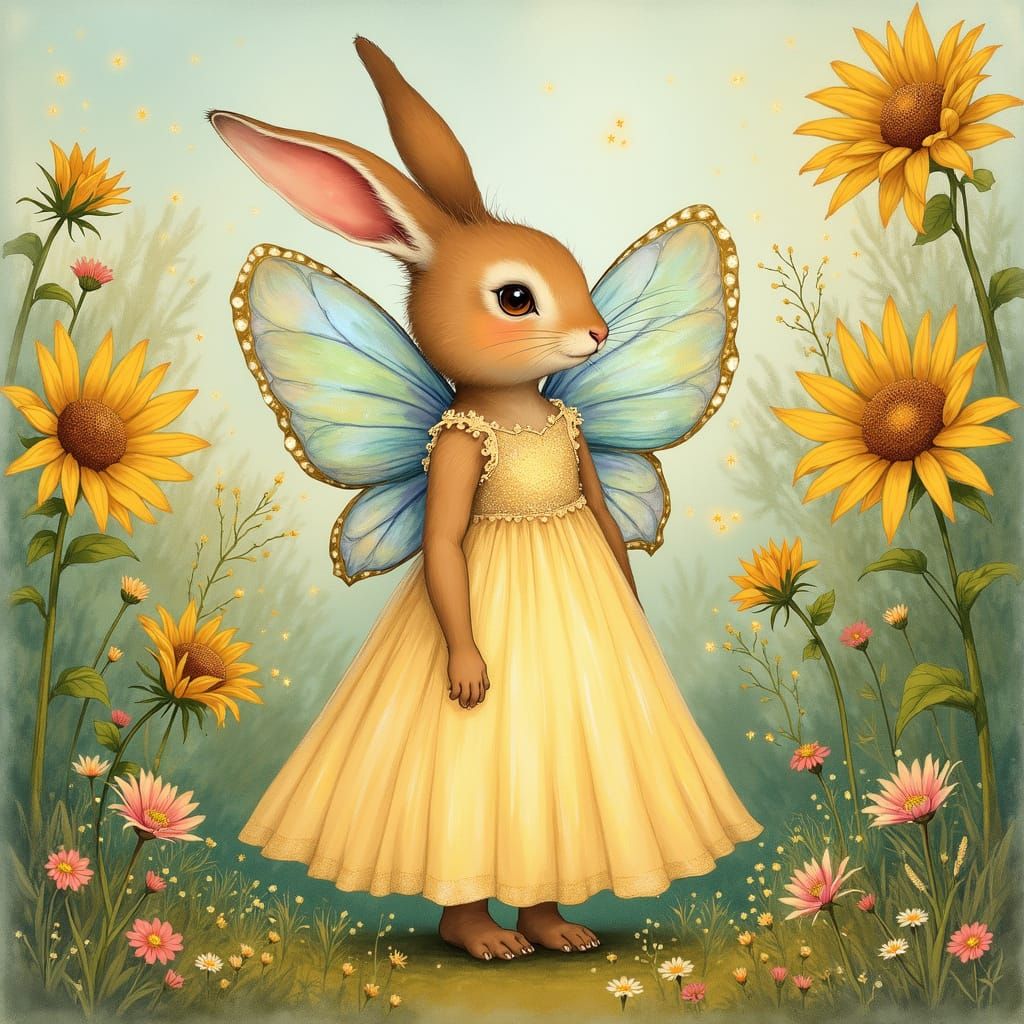 Whimsical Fairy Tale Rabbit in Storybook Illustration