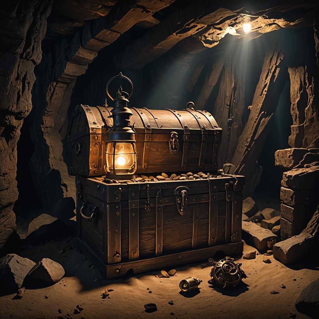 Pirate Treasure Cavern in Cyberpunk Style