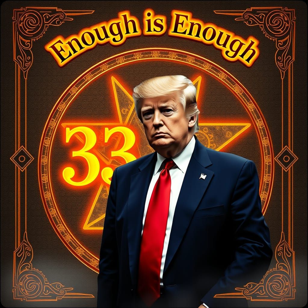 Donald Trump on Illuminati Card in Surreal Style