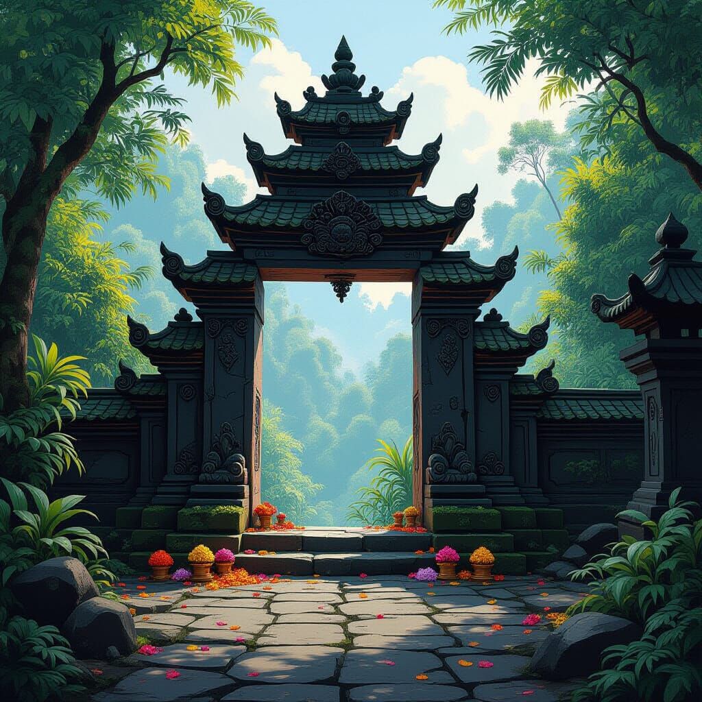 Balinese Temple Entrance in Fantasy Art Style
