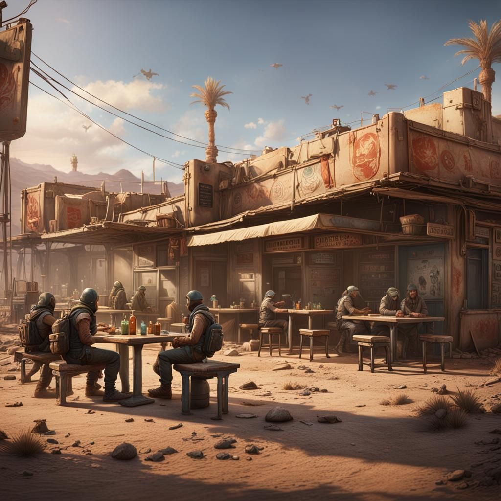 Post-Apocalyptic Desert Canteen on Abandoned Street