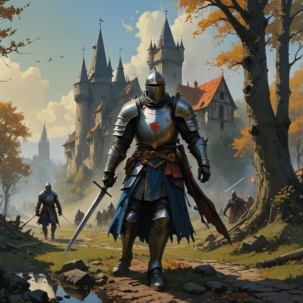 Medieval Knight Digital Art Illustration