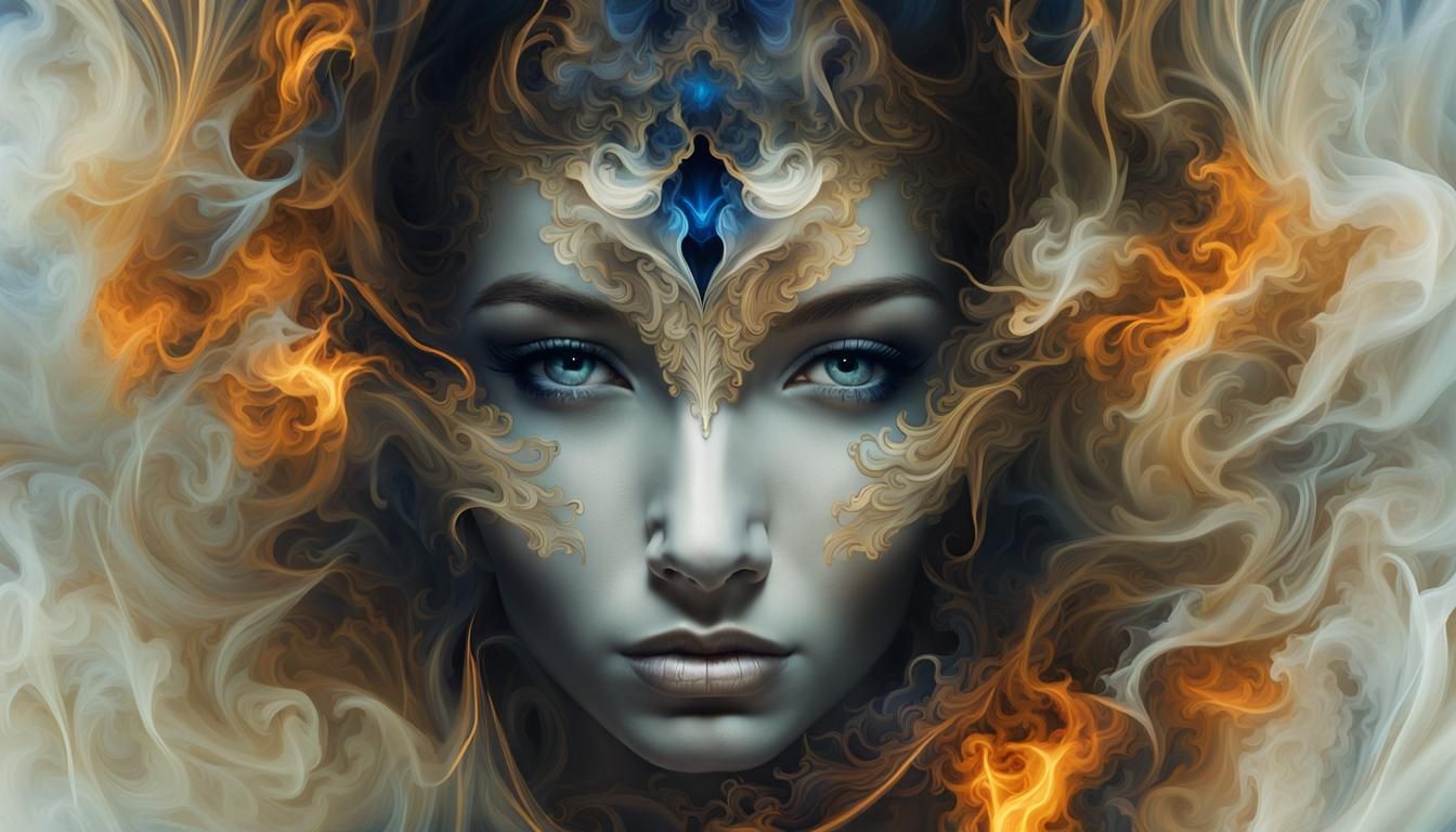 Luminescent Floating Smoke Cloud with Glowing Outlines