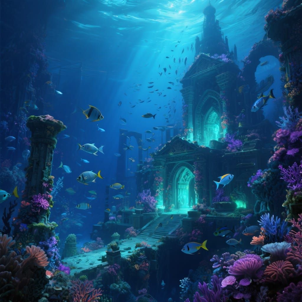 Atlantis: Submerged City of Glowing Ruins