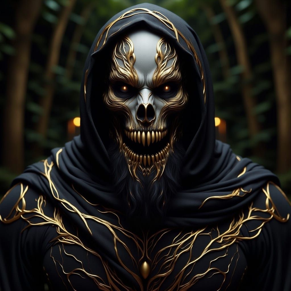 Macabre Gnome Figure in Gothic Horror Style