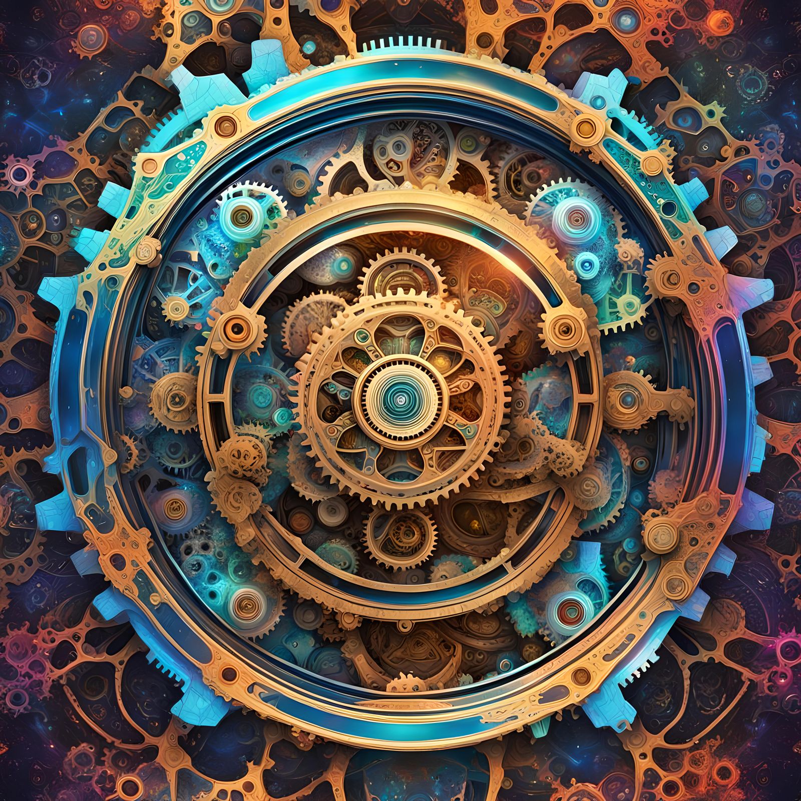 Cosmic Gears Mirrored in an Astral Holographic Dreamscape