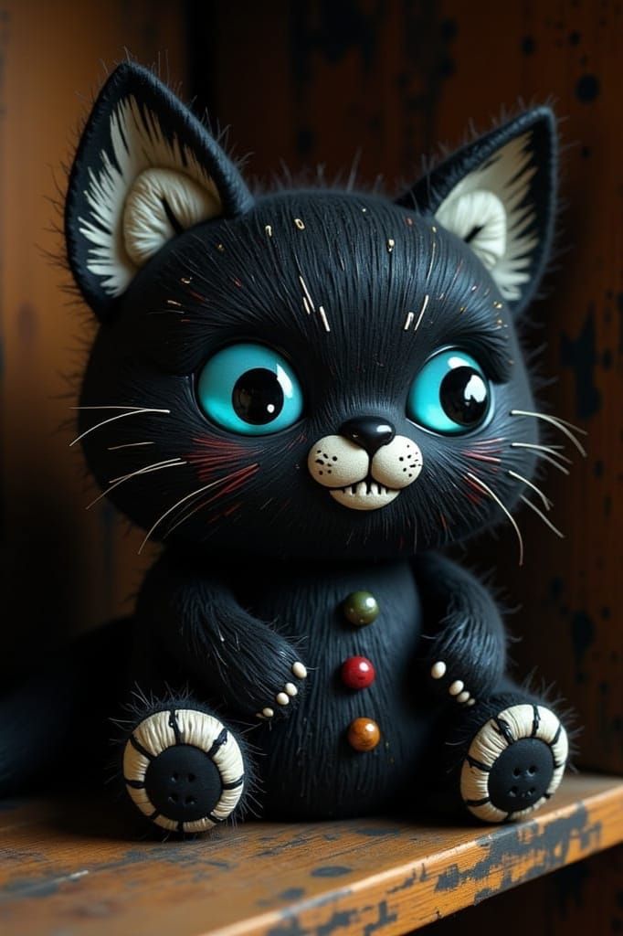Charming Black Cat Voodoo Doll of Protection