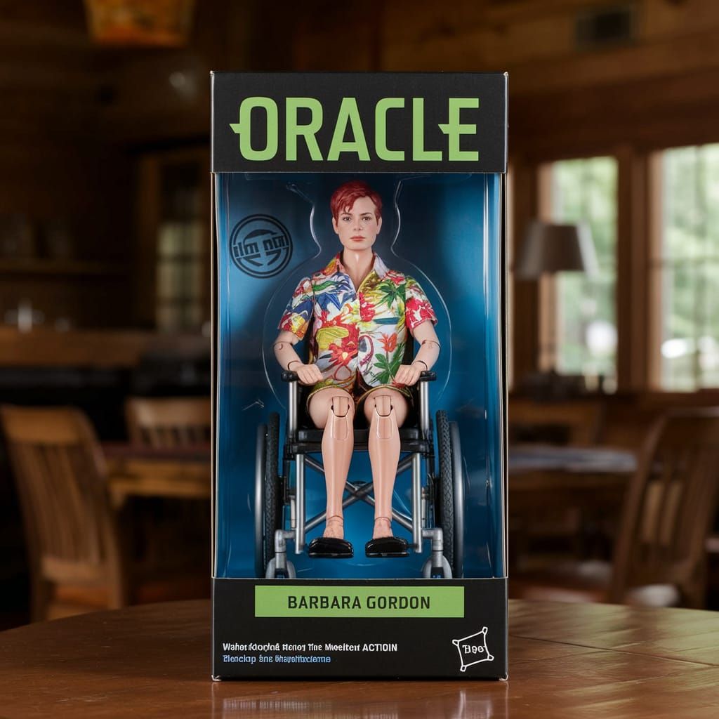 Sci-Fi Oracle Action Figure in a Cozy Cabin