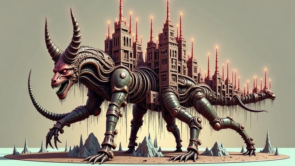 Demonic Birthday Cake in Industrial Decay Style