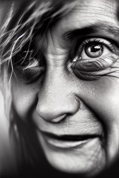 Beautiful Woman Smiling: Evocative Close-Up Portrait