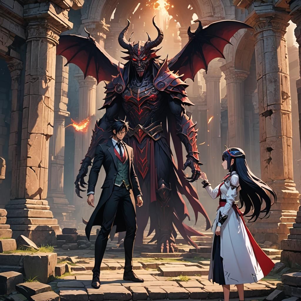 Demon and Magician Meet in Temple Ruins