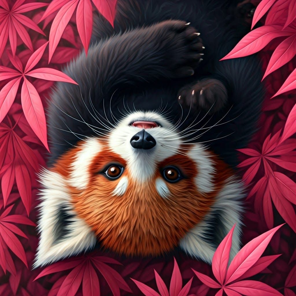 Happy Red Panda in Dreamy Fantasy Style