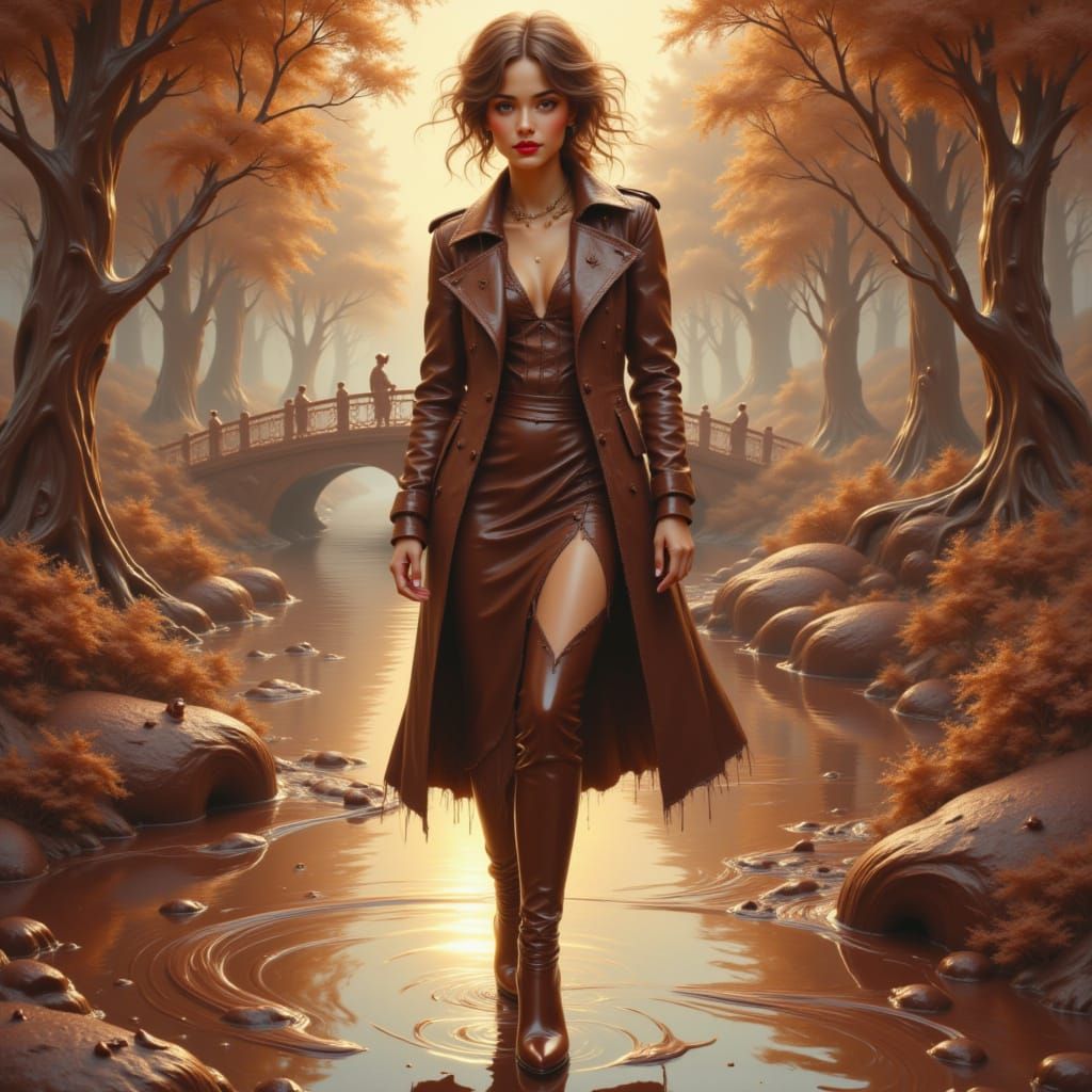 Woman in Chocolate Fairytale Landscape