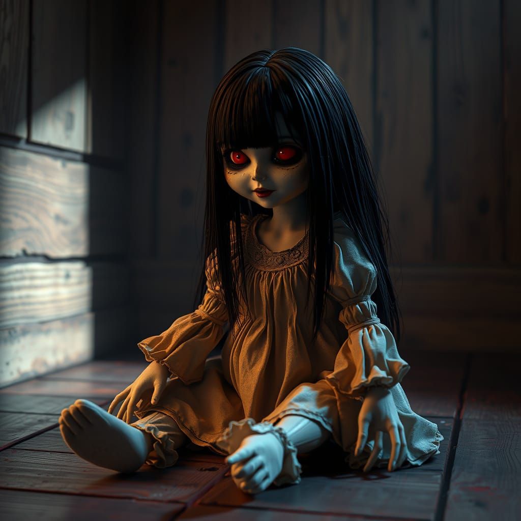 Tim Burton-Inspired Pale Doll in a Haunted Mansion