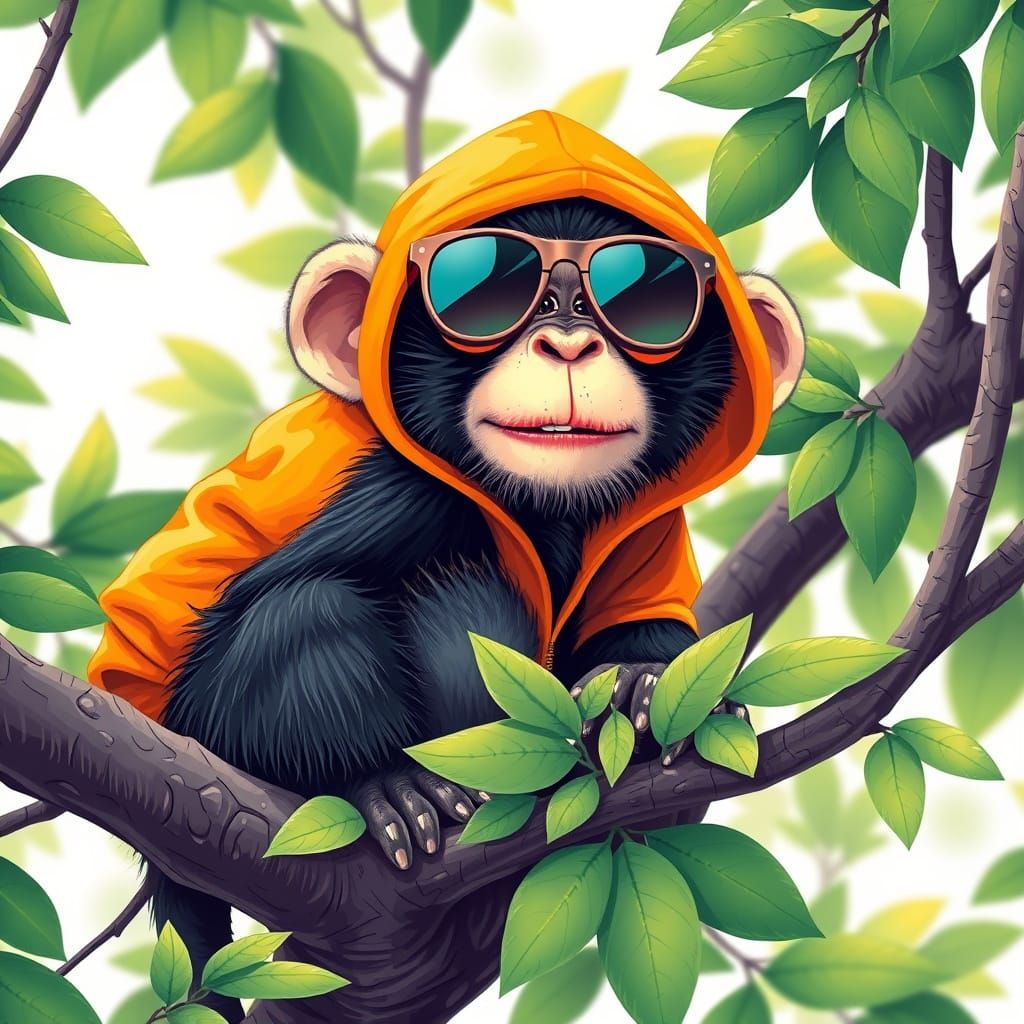 Monkey in Hoodie, Pop Art Style