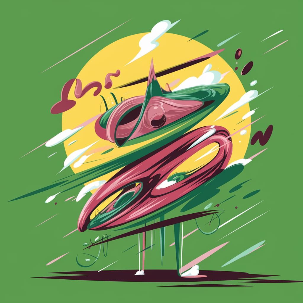 Futuristic Minimalist Concept Art in Brownish-Green and Yell...