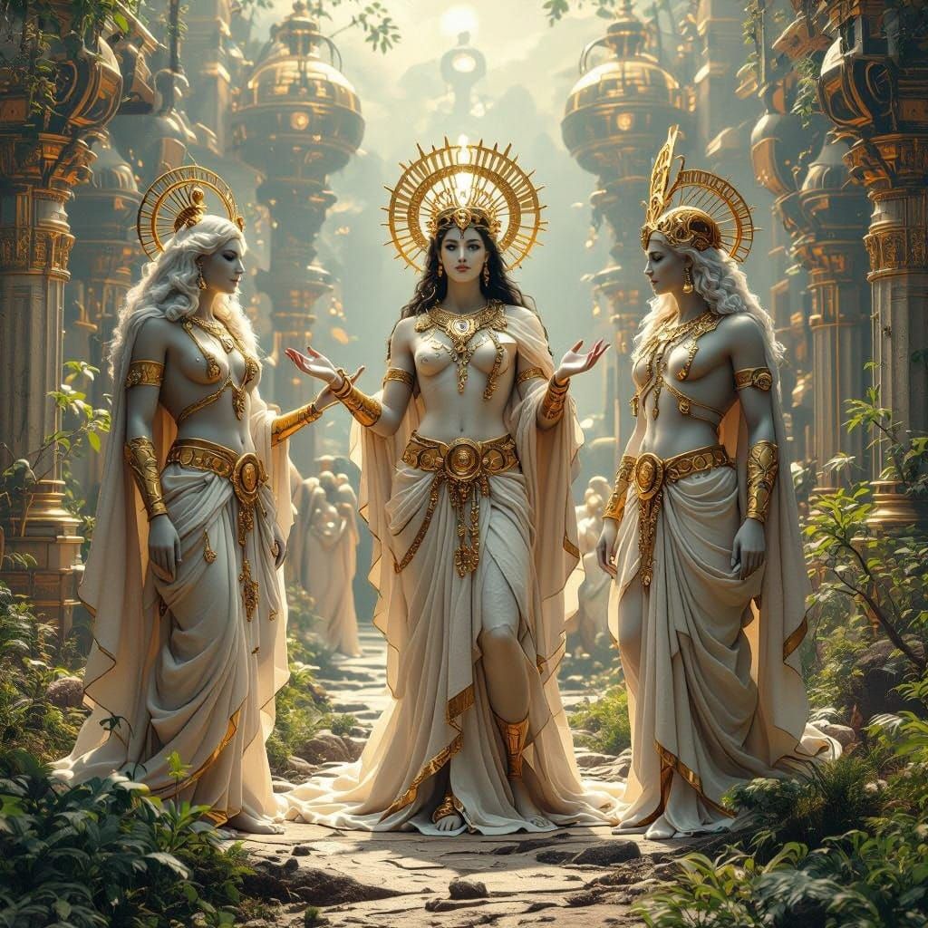 Divine Gods in Futuristic Splendor