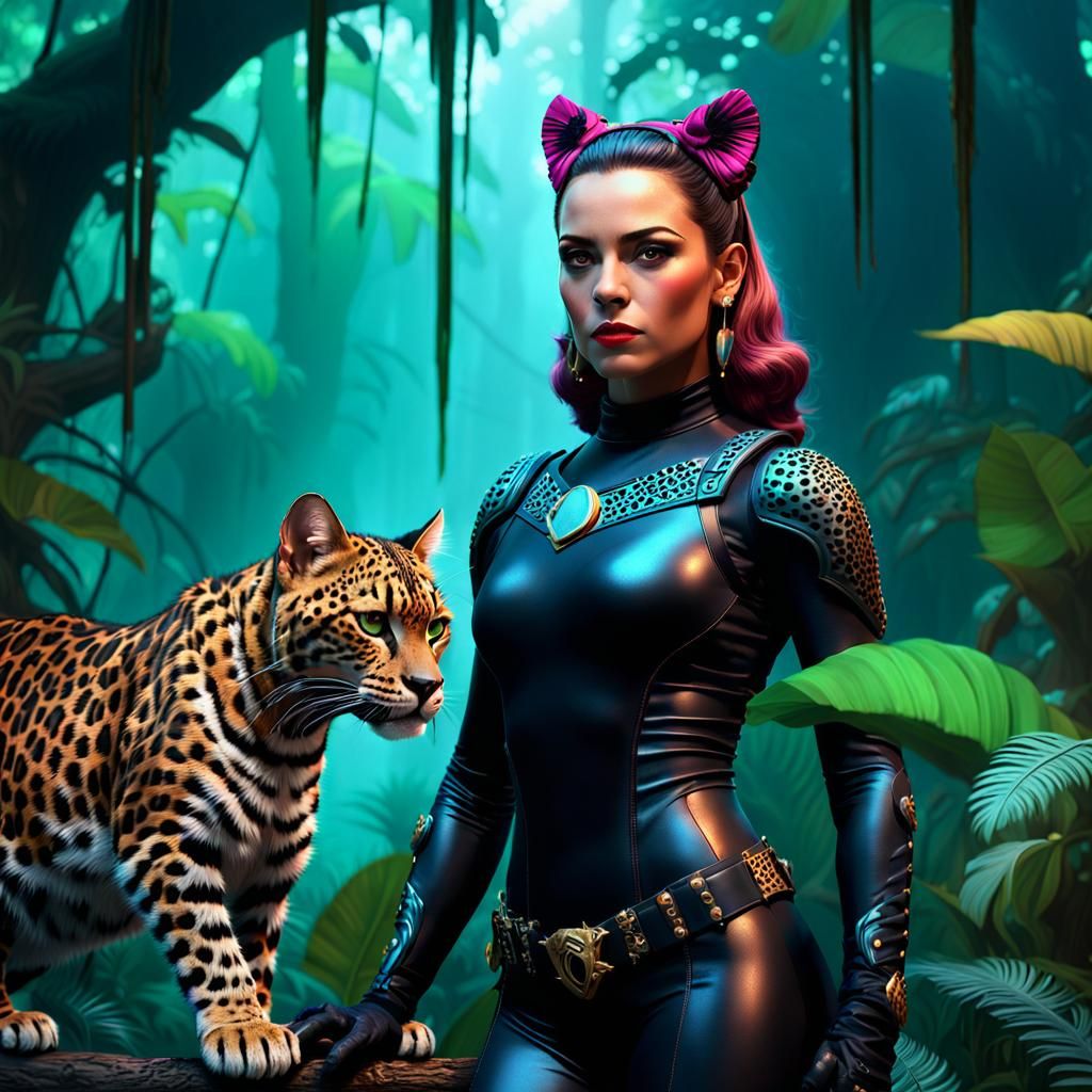 Leopard Beauty With Her Exotic Pet Leopard