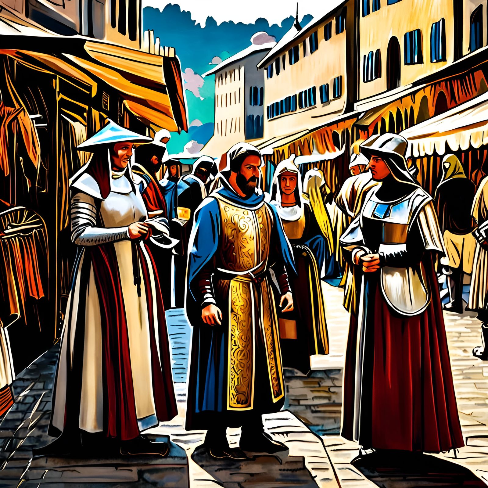 Medieval Market in Genoa: Byzantine Fine Art Photography