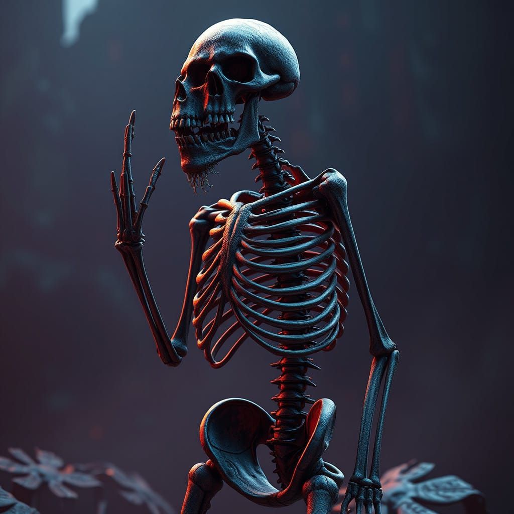Ethereal Skeleton in Dark Fantasy Realm