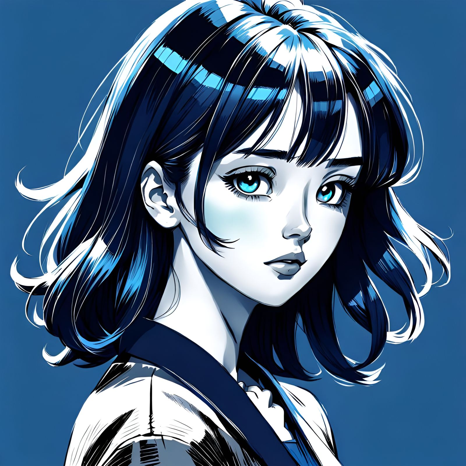 Manga Girl: Black and White Sketch with Retro Filters