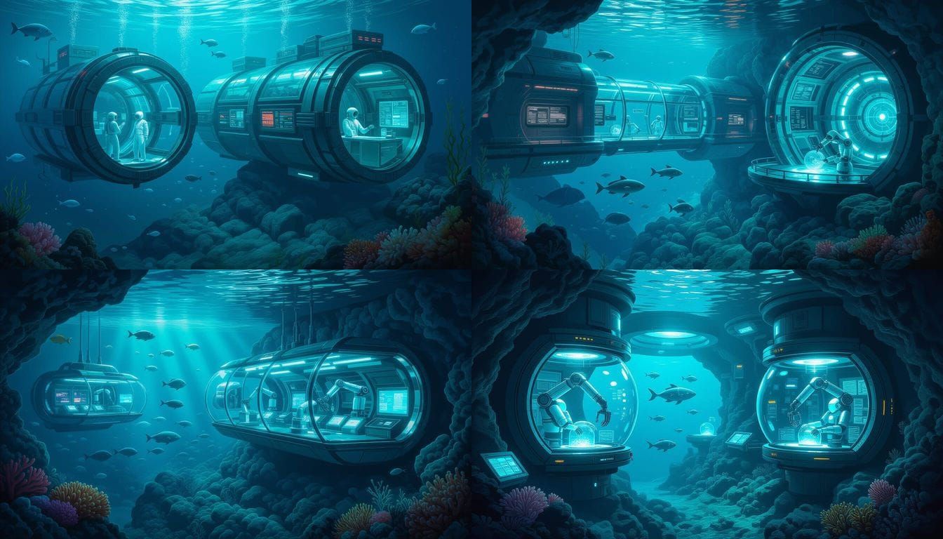 Secret Underwater Lab Revealed in Digital Illustration