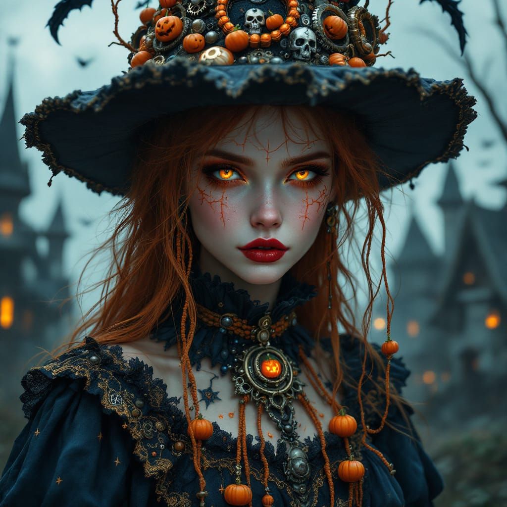 Fantasy Portrait: Woman with Witch Hat in 8K
