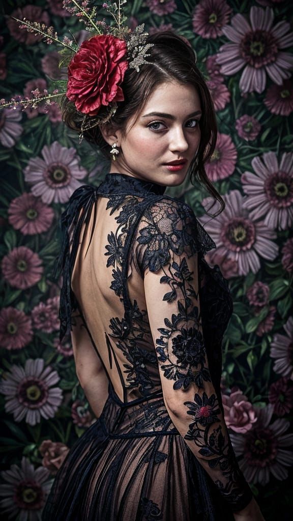 Ethereal Mandelbrot Bloom in Dark Romantic Style