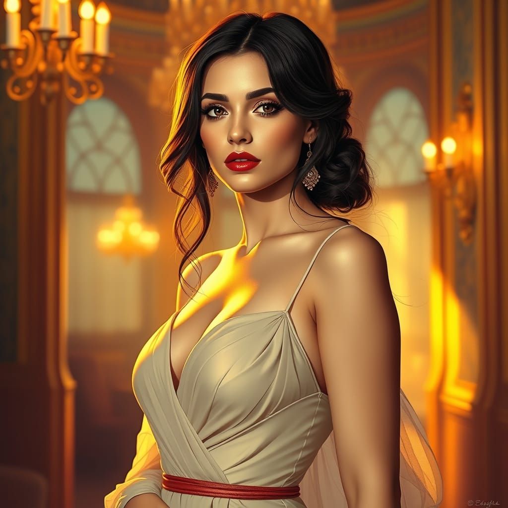 Elegant Brunette in Golden Light