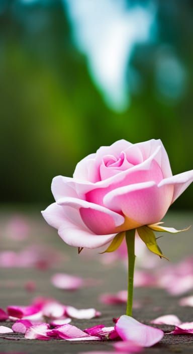 Scattered Pink Rose Petals in Sharp Focus