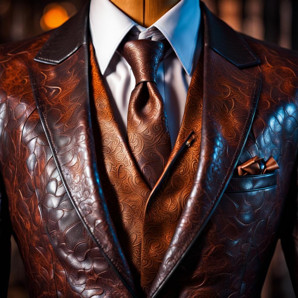 Hyperrealistic Leather Gentleman's Suit in Fantasy Style