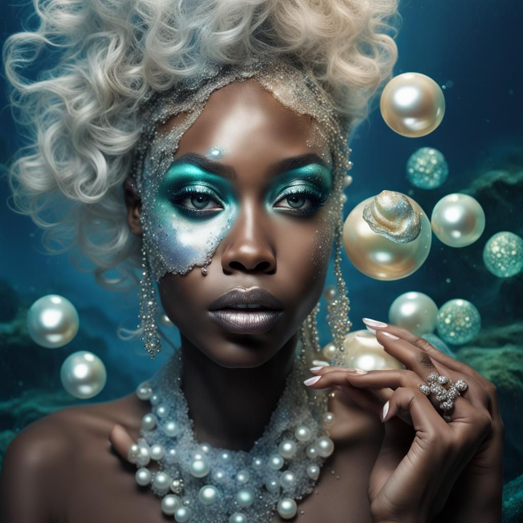 Underwater Pearl: Hyperrealistic African American Model