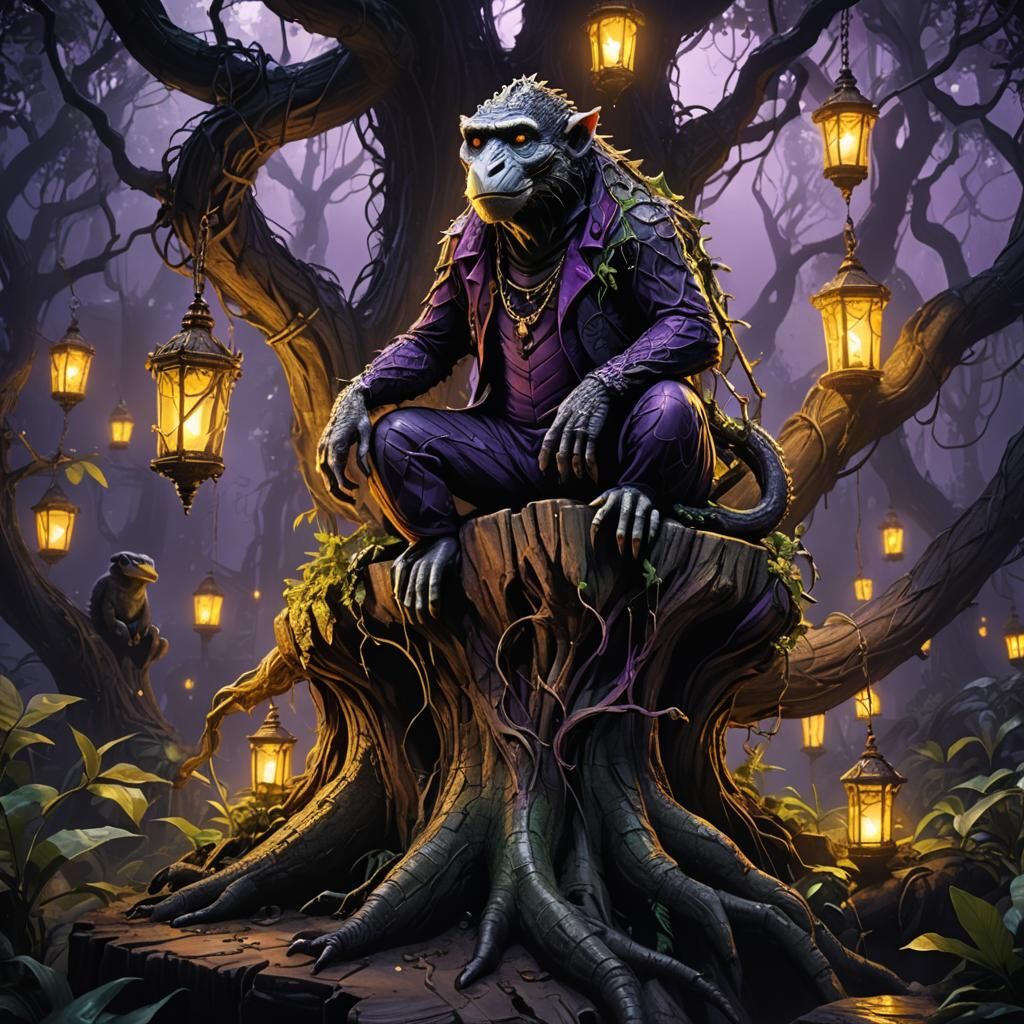 Crocodile Monkey in Gothic Macabre Style