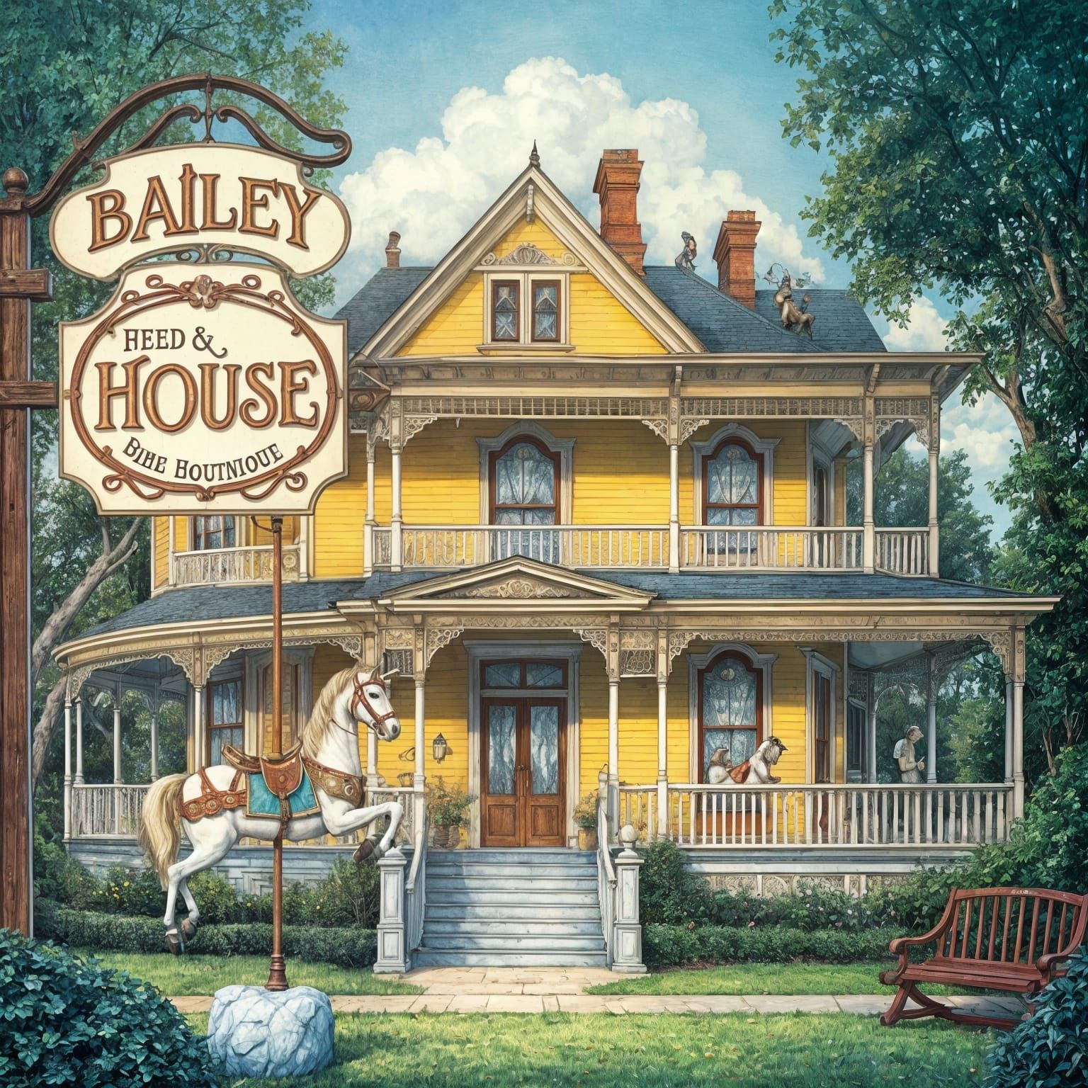 Charming Yellow Victorian Mansion with Whimsical Details