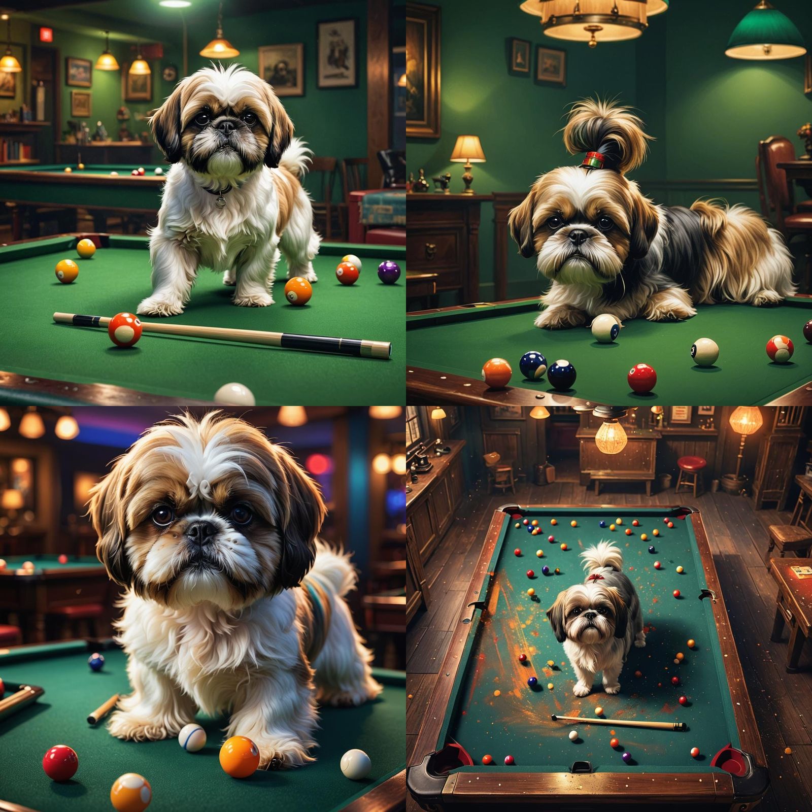Shih Tzu Hustling at the Pool Table