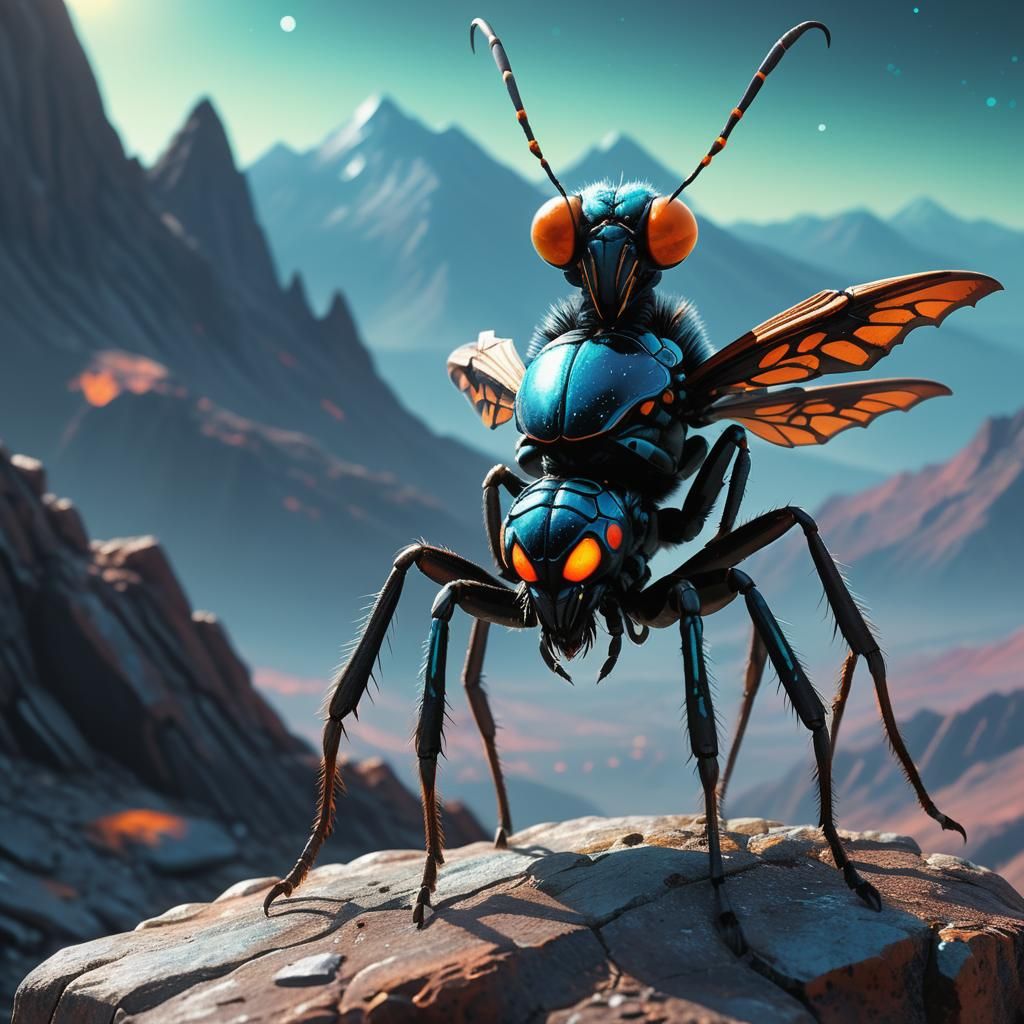 Alien Tarantula Hawk on Exoplanet, Speculative Xenobiology