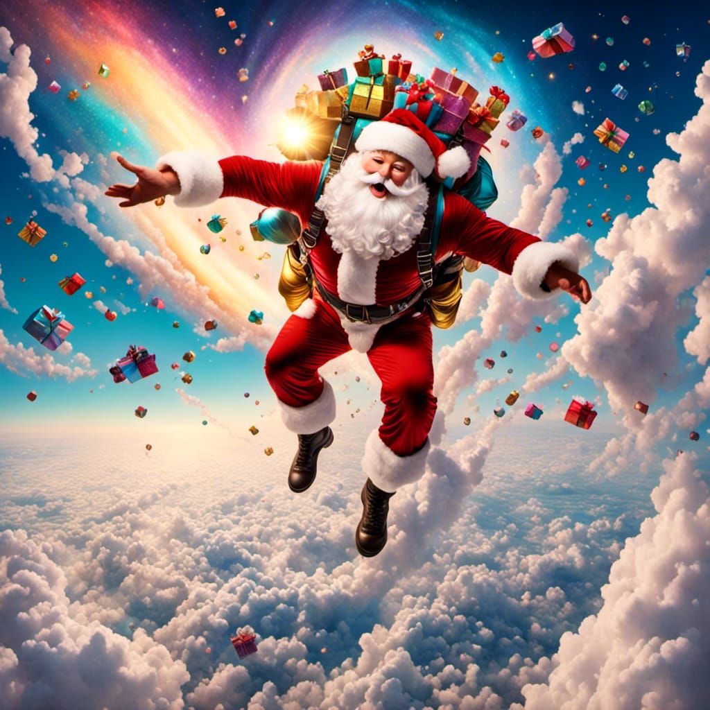 skydiving Santa