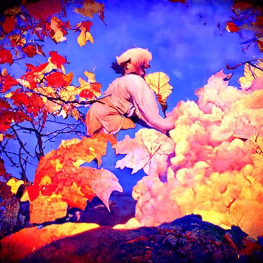 Psychedelic Autumn Leaves in New England, Parrish Style