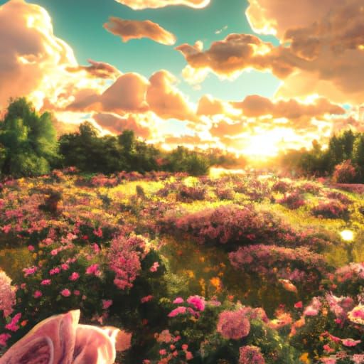Rose Meadow Render in Fantasy Matte Style