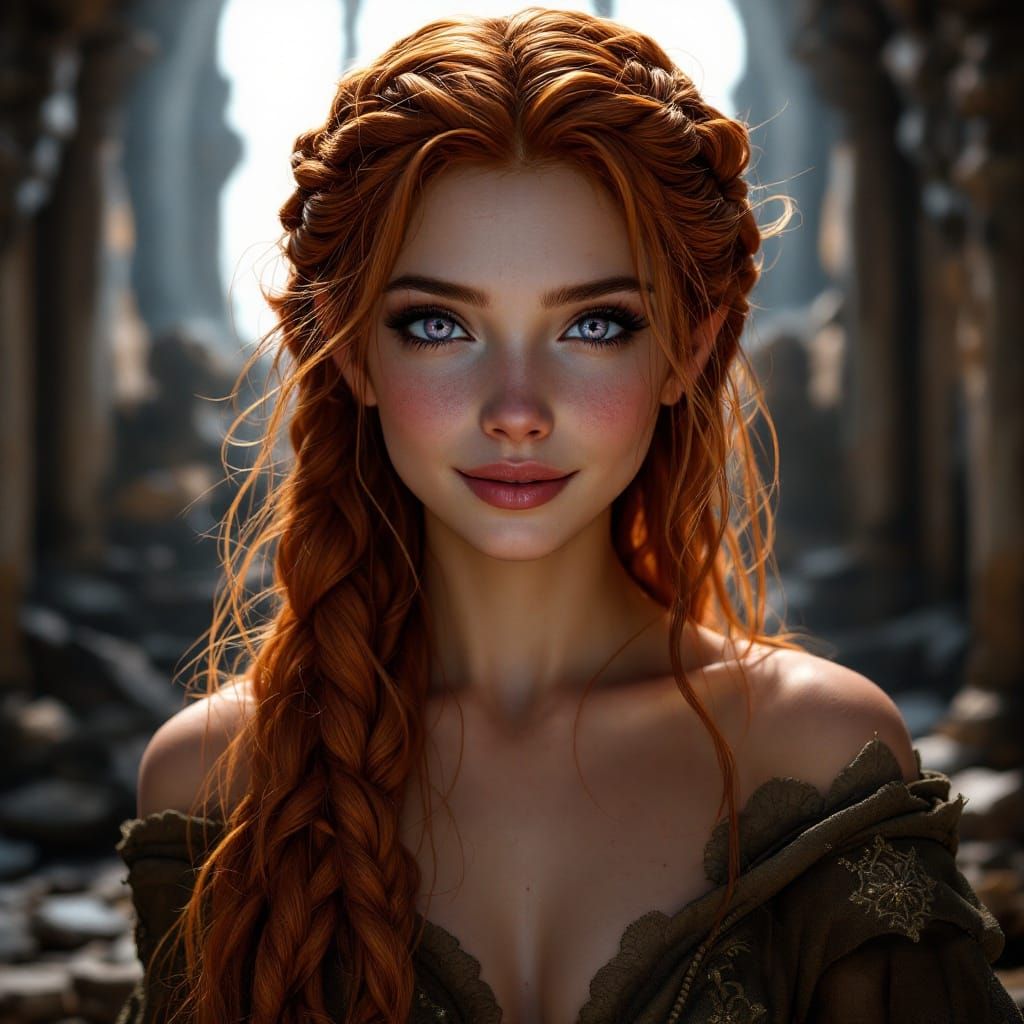 Elven Demigoddess in Collapsed Throne Room