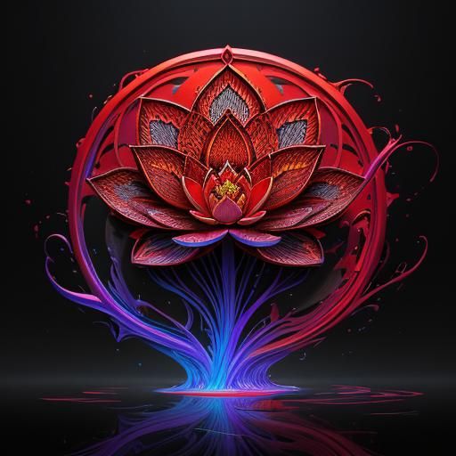 Red Lotus: Neon 3D Painting with Magic Stardust