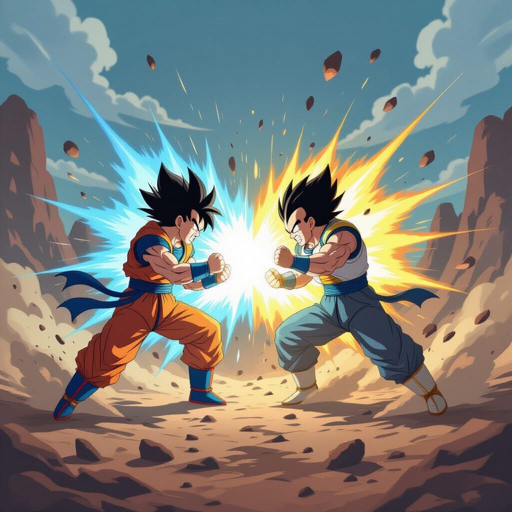 Goku and Vegeta's Epic Energy Battle in Dragon Ball Z Style