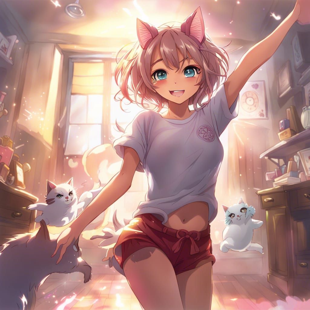 Fantasy Anime Cat Girl's Dance Invitation
