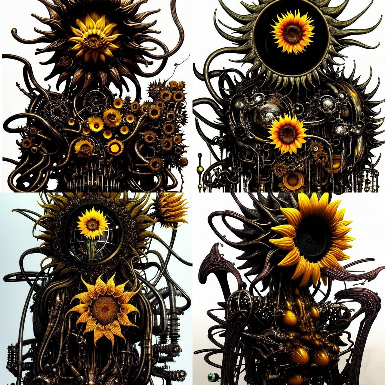 Mechanical Sunflower Dripping Honey: Sinister Metal Flower