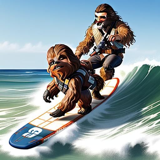Han and Chewbacca surfing