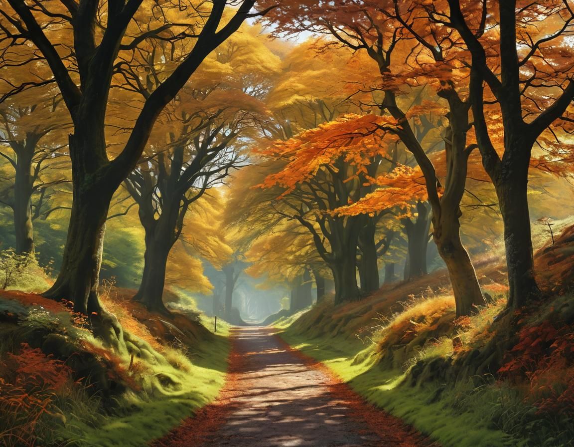 Autumn Pathway in Retro Sci-Fi Style