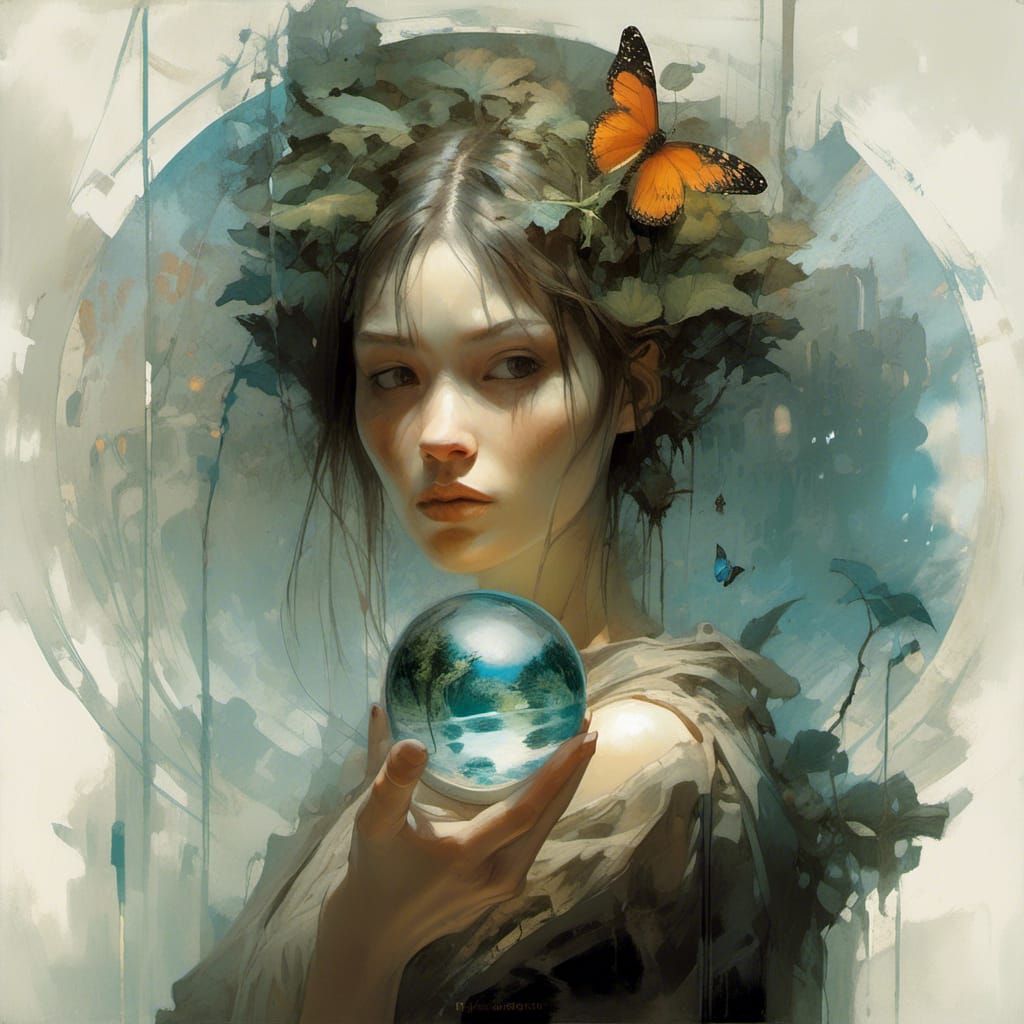 Woman with Orb: Fantasy Art Masterpiece