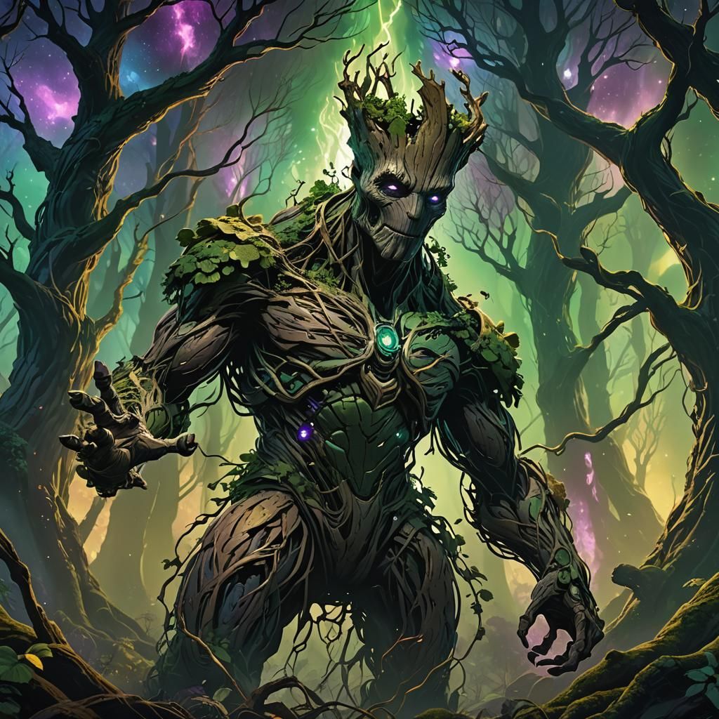 Mystic Woodland: Groot and Dr Doom Hybrid