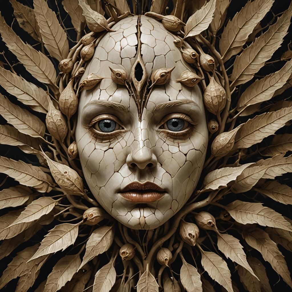 Surreal Seed Pod Portrait in Polish Style